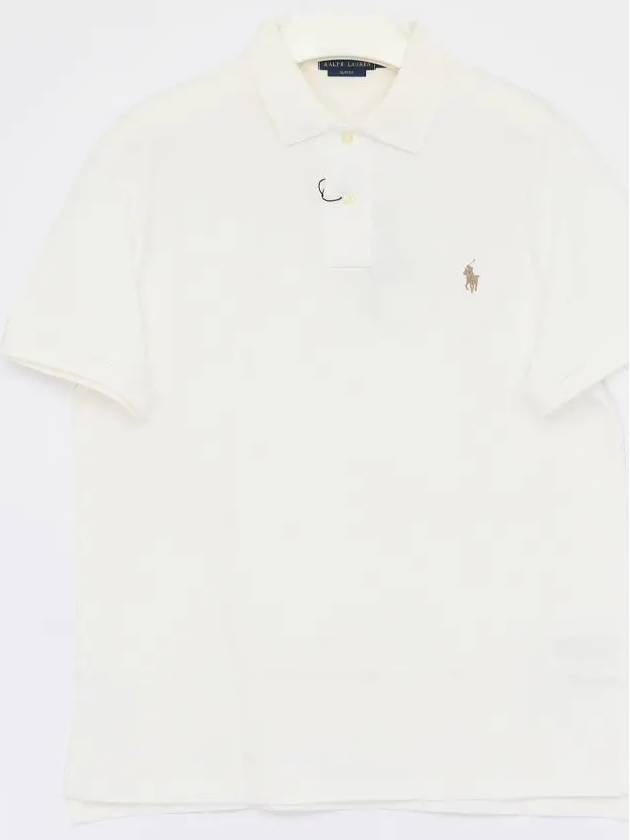 Embroidered Pony Logo Brown Polo Shirt White - POLO RALPH LAUREN - BALAAN 4