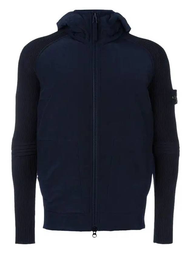 Logo Patch Zip Up Hoodie Navy - STONE ISLAND - BALAAN 2