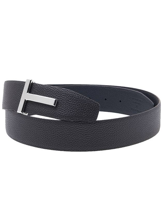 T Buckle Reversible Leather Belt Black Brown - TOM FORD - BALAAN 3