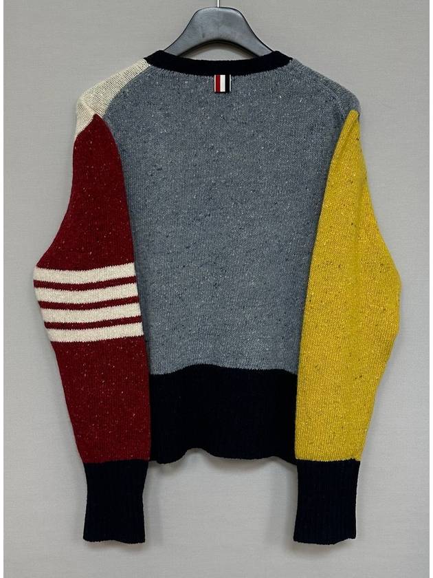 Multi color four star armband mohair tweed cardigan 4 - THOM BROWNE - BALAAN 4