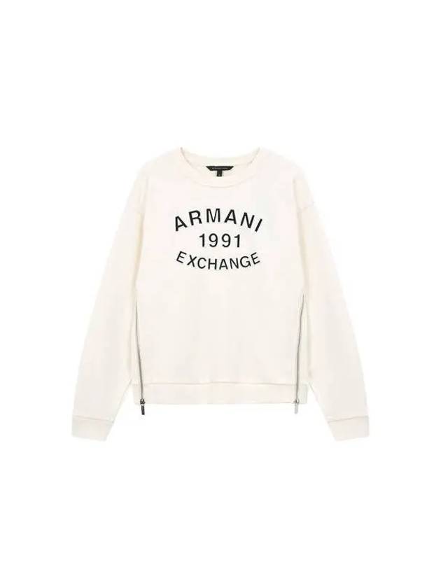 Women s Side Zipper Logo Sweatshirt Cream - ARMANI EXCHANGE - BALAAN 1