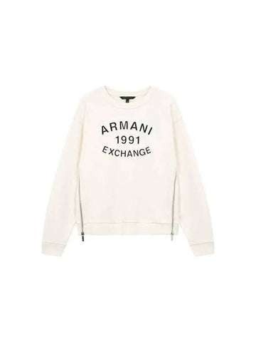 Women s Side Zipper Logo Sweatshirt Cream - ARMANI EXCHANGE - BALAAN 1