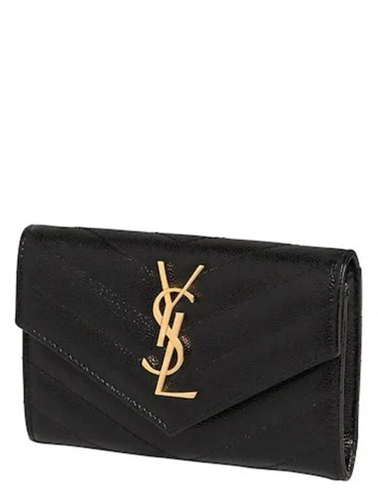 YSL Monogram Logo Chevron Quilted Fold Envelope Cardholder - SAINT LAURENT - BALAAN 2