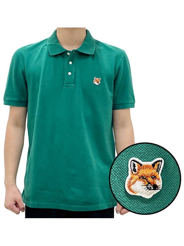 Fox Head Patch Cotton Polo Shirt Green - MAISON KITSUNE - BALAAN 2