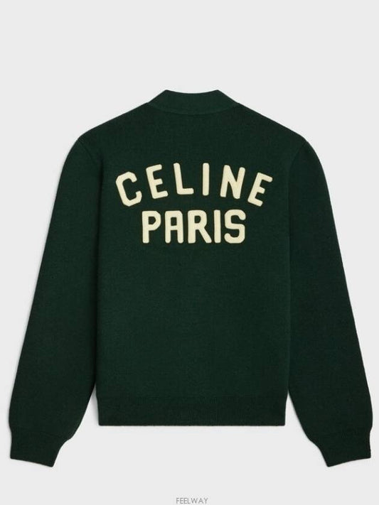 Paris Logo Patch Wool Cardigan Forest - CELINE - BALAAN 2