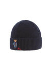 Embroidered Denim Bear Wool Beanie Navy - POLO RALPH LAUREN - BALAAN 4