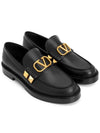 Men's V Logo Studded Leather Loafers Black - VALENTINO - BALAAN.