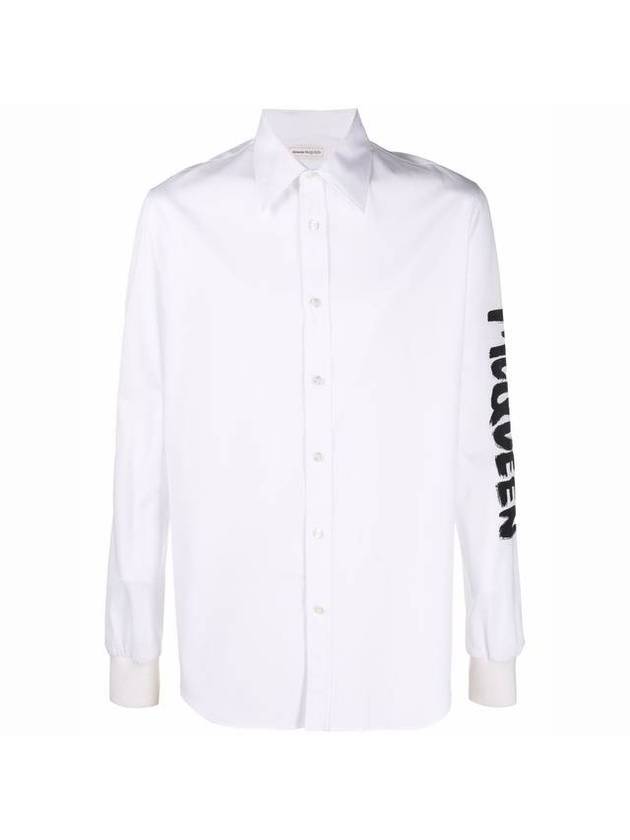 Graffiti Side Logo Long Sleeve Shirt White - ALEXANDER MCQUEEN - BALAAN 1