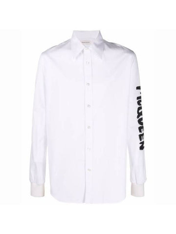 Graffiti Side Logo Long Sleeve Shirt White - ALEXANDER MCQUEEN - BALAAN 1