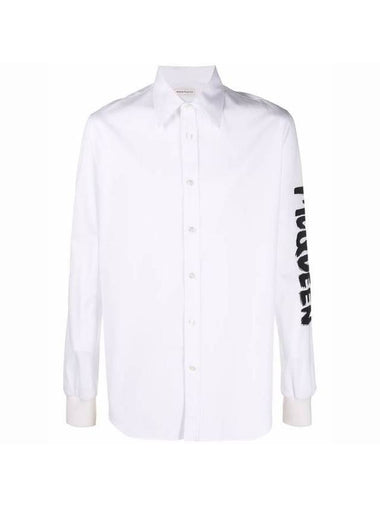 Graffiti Side Logo Long Sleeve Shirt White - ALEXANDER MCQUEEN - BALAAN 1