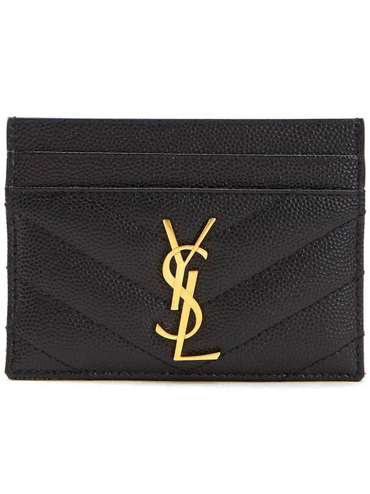 Gold Matelasse Caviar Leather Card Wallet Black - SAINT LAURENT - BALAAN 2