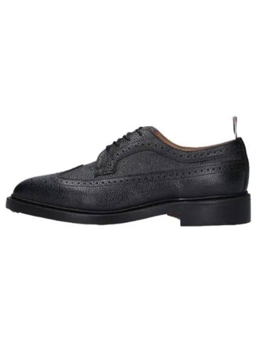 Pebble Grain Classic Long Wing Brogue Loafers Black Flats Shoes - THOM BROWNE - BALAAN 1