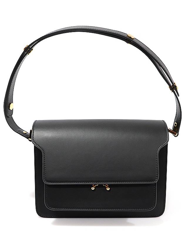 SBMPN09NO1 Matte Black Smooth Calfskin Gold Trunk Medium Shoulder Bag - MARNI - BALAAN 1