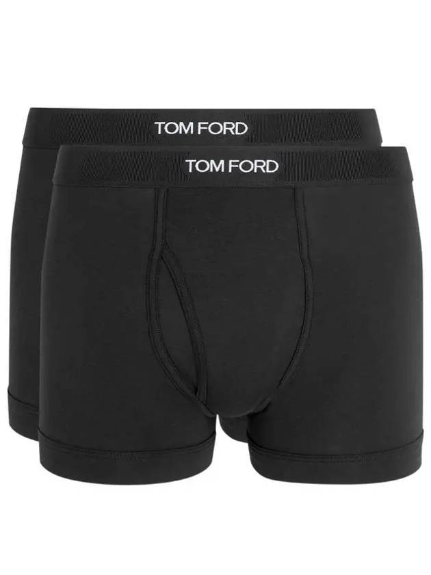 Men's Cotton Boxer Briefs Black 2 Pack - TOM FORD - BALAAN 1