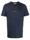 Classic Logo Print Cotton Short Sleeve T-Shirt Navy - MARNI - BALAAN 2