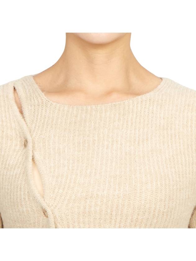 La Maille Pau Asymmetric Cardigan Light Beige - JACQUEMUS - BALAAN 7