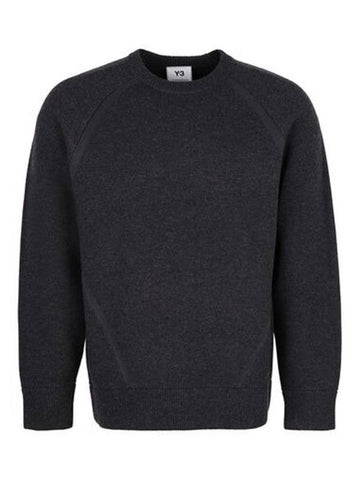 Y3 Back Logo Classic Winter Crew Neck Knit Dark Gray Men s GK4564 - Y-3 - BALAAN 1