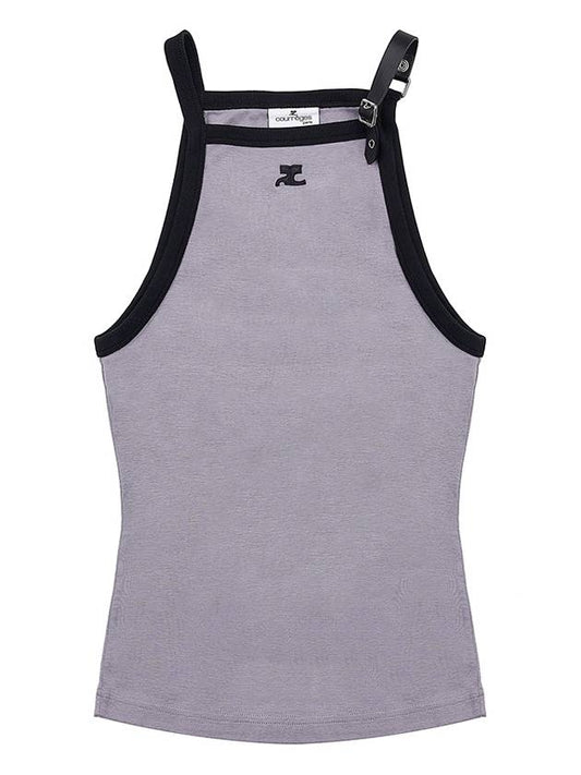 Courr ges Women s Buckle Contrast Tank Top 124JDE067JS0070 B102 - COURREGES - BALAAN 1