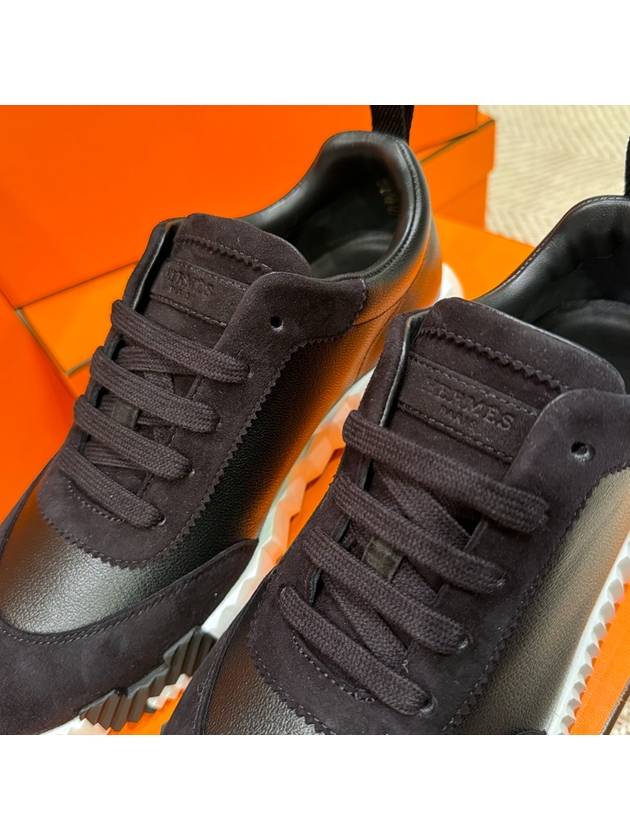 Women's Bouncing Sneakers Goatskin Black Leather H Black Logo - HERMES - BALAAN 5