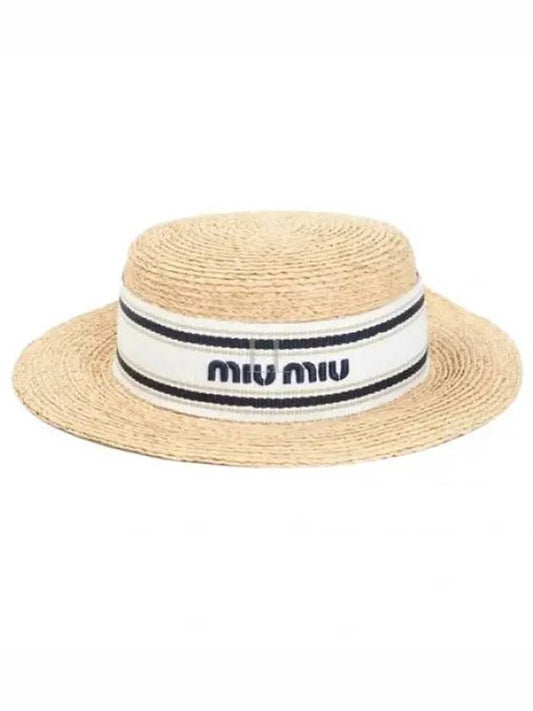 Logo Rafia Bucket Hat Beige - MIU MIU - BALAAN 2