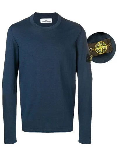 Wappen Patch Crew Neck Knit Top Blue - STONE ISLAND - BALAAN 2