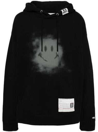 Smile Print Cotton Hoodie Black - MAISON MIHARA YASUHIRO - BALAAN 1