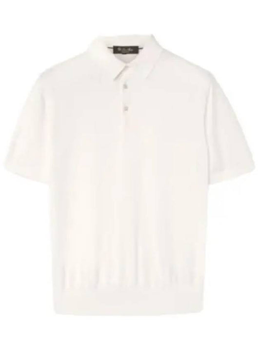 Men's MM Cotton Short Sleeve Polo Shirt White - LORO PIANA - BALAAN 2