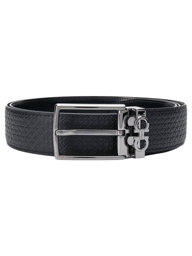 Gancini Reversible Adjustable Leather Belt Black - SALVATORE FERRAGAMO - BALAAN 1