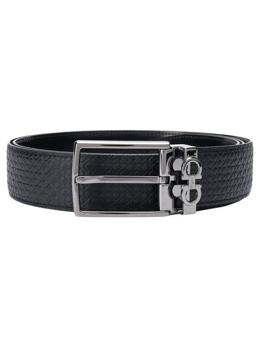 Gancini Reversible Adjustable Leather Belt Black - SALVATORE FERRAGAMO - BALAAN 1