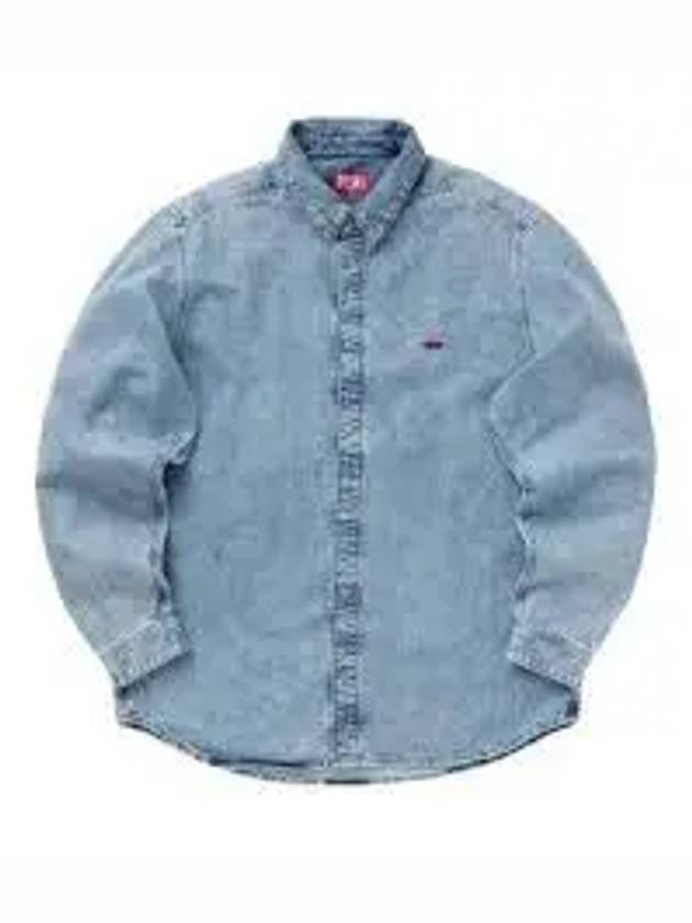 Embroidered Logo Denim Long Sleeve Shirt Light Blue - DIESEL - BALAAN 2