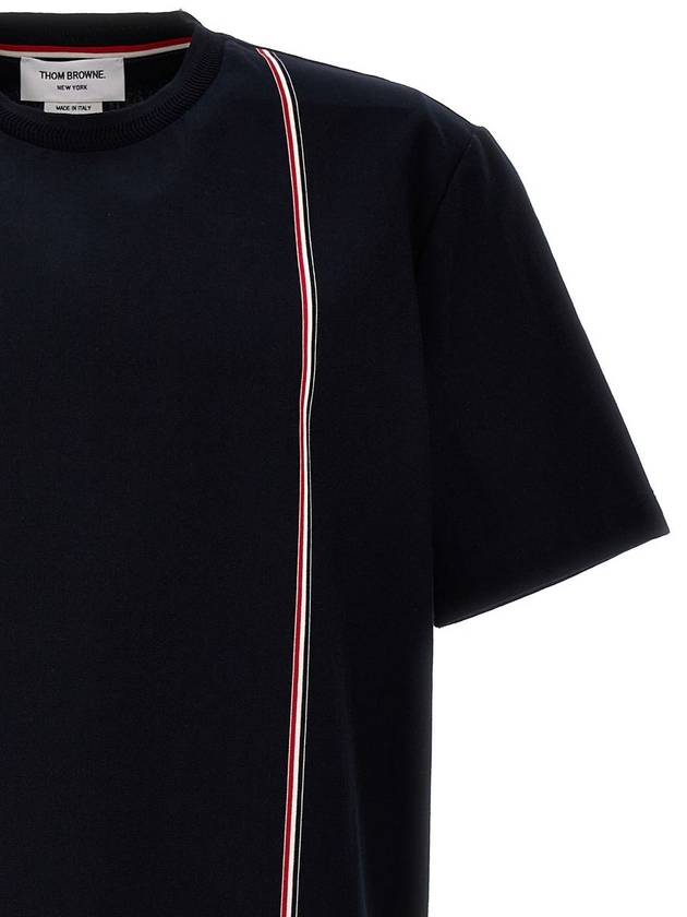 RWB Stripe Cotton Short Sleeve T-shirt Navy - THOM BROWNE - BALAAN 4