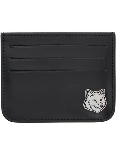 Fox Head Leather Card Wallet Black - MAISON KITSUNE - BALAAN 1