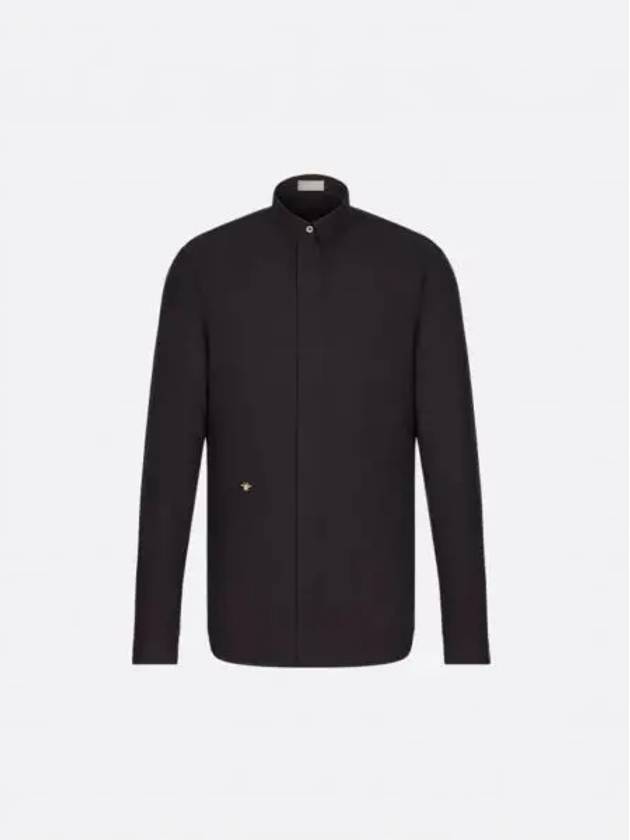 Cotton Poplin Bee Embroidery Long Sleeve Shirt Black - DIOR - BALAAN 2