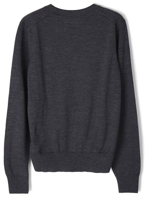 Heart Logo Crew Neck Merino Wool Knit Top Grey - AMI - BALAAN 3