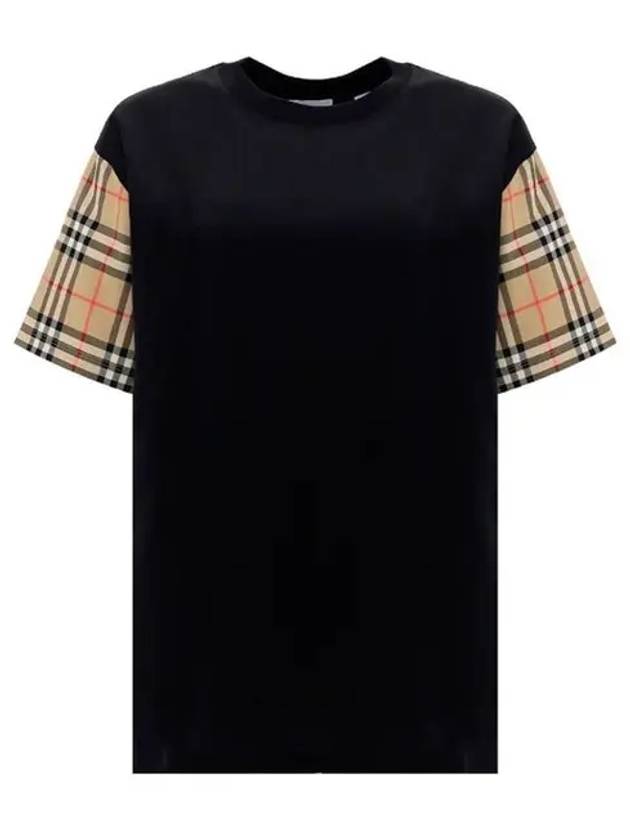 Vintage Check Sleeve Cotton Oversized T-shirt Black - BURBERRY - BALAAN 2