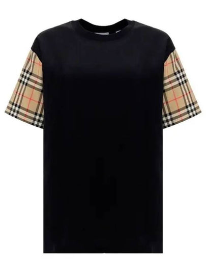 Vintage Check Sleeve Cotton Oversized T-shirt Black - BURBERRY - BALAAN 2