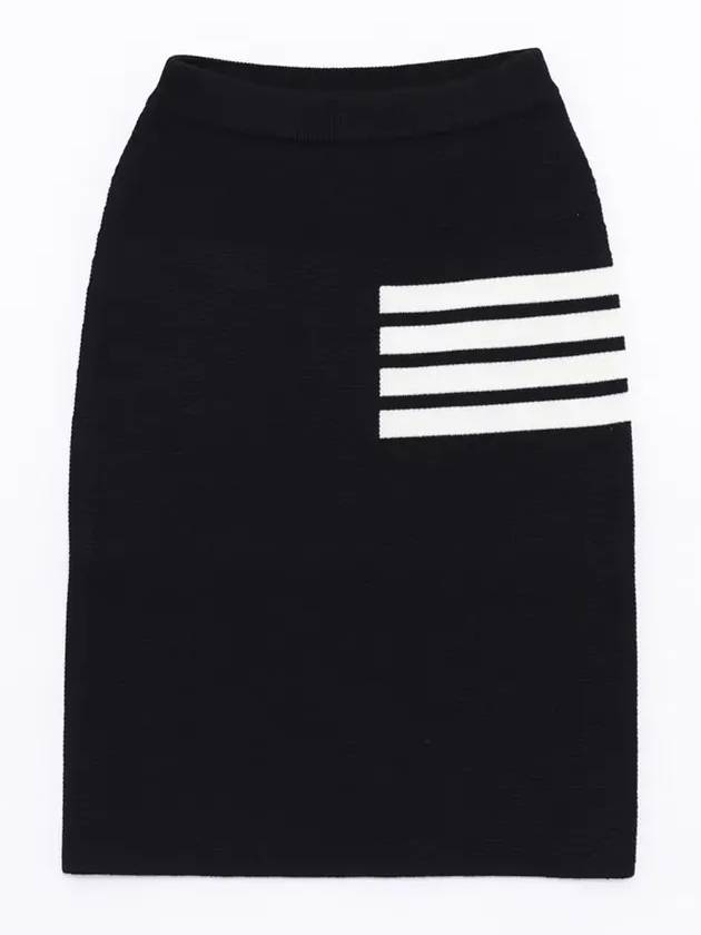 Women's Fine Merino Wool 4 Bar Stitch Pencil Skirt Navy - THOM BROWNE - BALAAN 3