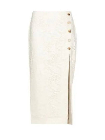 24 CREAM CORD LACE SPLIT MIDI SKIRT RS24172MSKC - SELF PORTRAIT - BALAAN 1