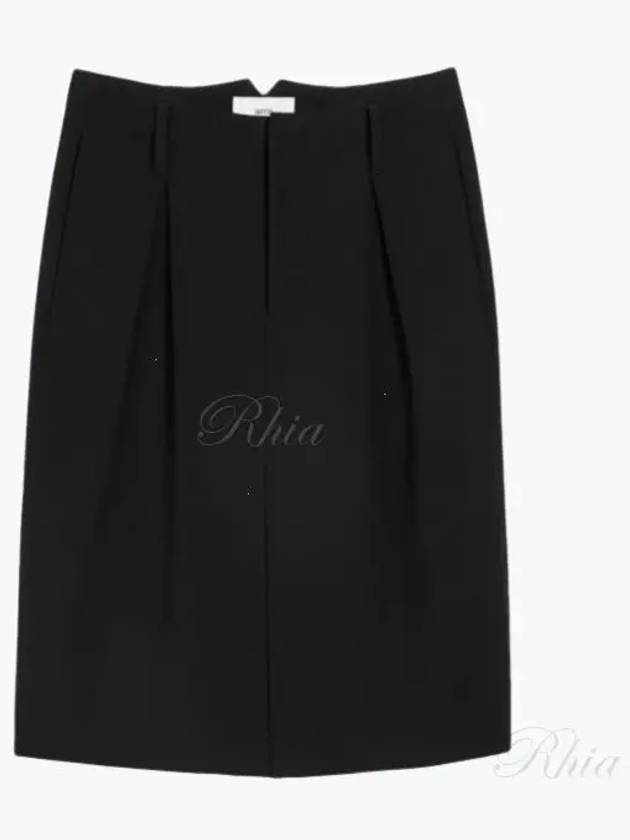 High-waist Midi H-line Skirt Black - AMI - BALAAN 2