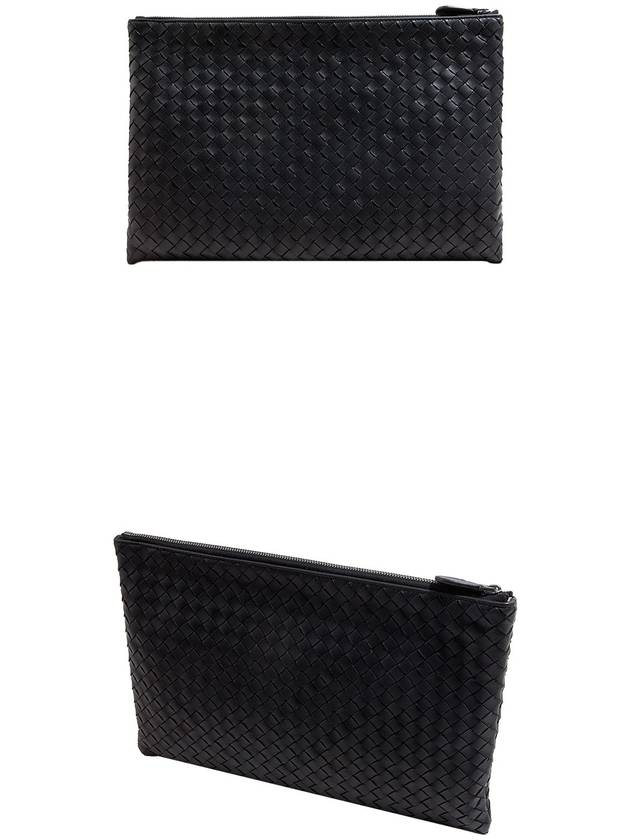 Intrecciato Document Leather Clutch Bag Black - BOTTEGA VENETA - BALAAN 5