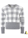 Men's 4 Bar Gingham Check Jacquard Knit Top Grey - THOM BROWNE - BALAAN 2