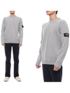 Logo Patch Lambswool Crewneck Knit Top Melange Grey - STONE ISLAND - BALAAN 3