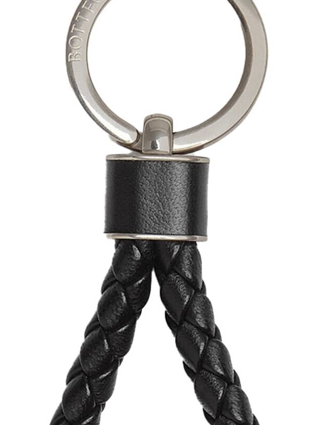 Intrecciato Leather Key Holder  Black - BOTTEGA VENETA - BALAAN 4