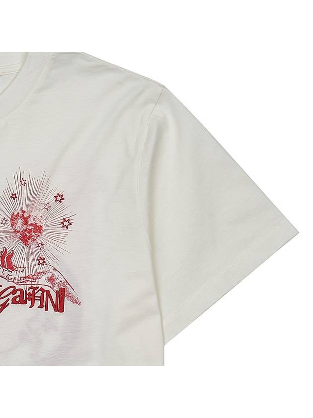 Logo Print Crew Neck Short Sleeve T Shirt White - GANNI - BALAAN 9