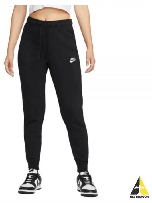 Women's Sportswear Club Fleece Mid-Rise Slim Track Pants Black - NIKE - BALAAN 2