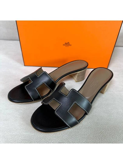 Oasis black sandal slippers - HERMES - BALAAN 2