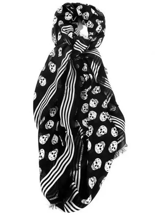 Men's Skull Print Bike Scarf Black - ALEXANDER MCQUEEN - BALAAN 2