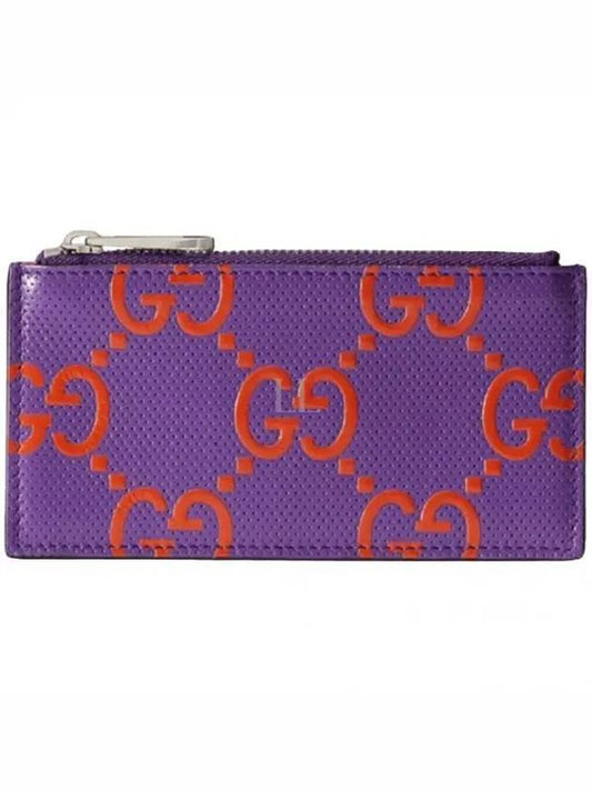 GG Emboss Zipper Card Wallet Purple - GUCCI - BALAAN 2