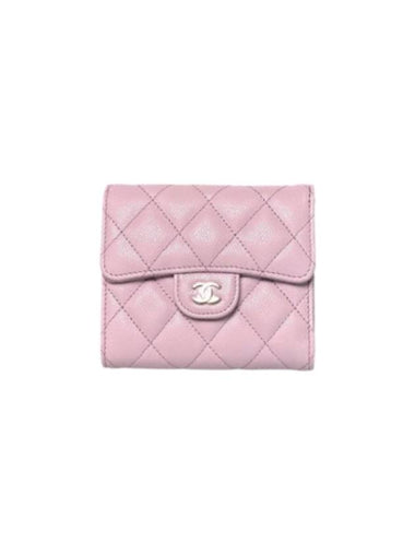 Classic Gold Logo Half Wallet Light Pink - CHANEL - BALAAN 1