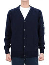 Men's Lens Wappen Lambswool Cardigan Navy - CP COMPANY - BALAAN 2